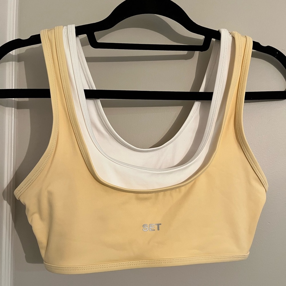 SET Active AirLuxe Breathe Layer Scoop Sports Bra in Butter Yellow Size Small